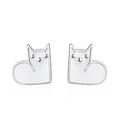 TT197 S925 Sterling Silver Needle Super Cute Cats Ear Stud Earrings Female Personality Epoxy Black Cat Jewelry For Young Girl Gif4369100