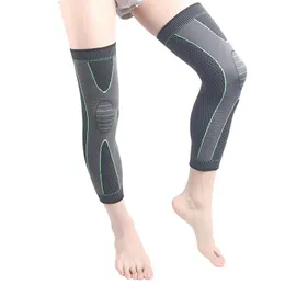 Эластичная поддержка колена давление повязка волейбол длинные коленные колодки черный силиконовый крышка с трудом