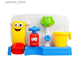 Sand Play Water Fun Toddler Bath Toy For Baby 12 månader ovanför badkar Sensoriskt spel med kran Vattenkopp och snurrande badtidsleksak L416