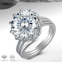 Solitaire Ring 925 Sterling Silver 3 CT Moissanite Facetter Ring for Women Girls Födelsedagsjubileum Present Premium Niche Fashion D240419