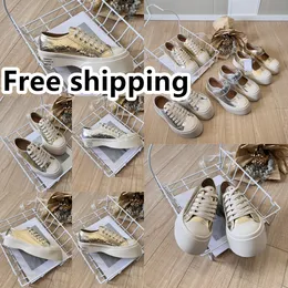 2024 Casual Shoes Designer Schuhe Frauen-Bord-Trainer Sneaker Gold Silber Schnürung Größe 36-40 Klassiker komfortable Gai Golden