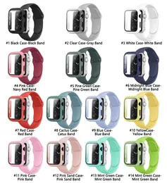 Glass Hülle Gurt für Apple Watch Serie 6 5 4 Paket -Promotion Silicon Watch Band Strap6212614
