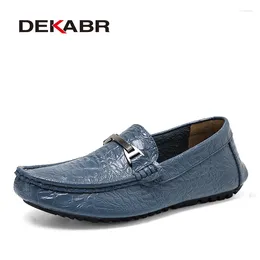 Повседневная обувь Dekabr Men Loafer Crocodile Grain Style Fashion Fashion Подлинная кожаная бренда Дизайнер бренд вождения мокасины мягкие