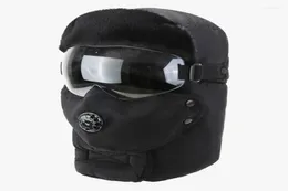 Boinas Ushanka Hat Trapper russo máscara quente máscara protetora máscaras de face inverno com abas de orelha óculos de cachecol conjunto unisex21767770