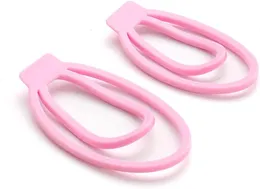 CLIP 2 PCs Dispositivos de castidade Male Penis Penis Dispositivo de gabinete CAGA CAGA CASTIDADE com plug plug plug sissy pênis gaiola masculina treinador masculino Capinho da gaiola do pênis Exercício brinquedos sexuais (rosa, M+L)