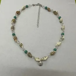 Catene Cavalo a sospensione Collana regolabile Caviglie Turquoise Conch Crystal Perle