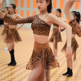 Bühne Wear Bodycon Kleid Frauen Leopard Latin Dance Schuhe Frau sexy 2024 Sportkostüm Girl Kid's's