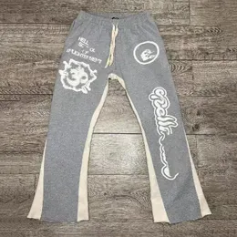 Erkekler pantolon y2k vintage erkekler hip hop sokak kıyafeti gri baggy kargo ter pantolonlar joggers parlama yığılmış eşofman kıyafetleri