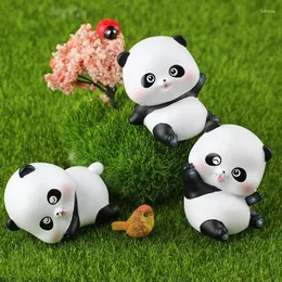 Estatuetas decorativas panda rolling mini ornamentos de resina artesanato fofo série de cura