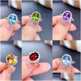 クラスターリング925 sier selling topaz amethyst citrine peridot pemeglanate eggringレディングレディースパーティーバースデージュエリーギフトドロップデビューdhzwm