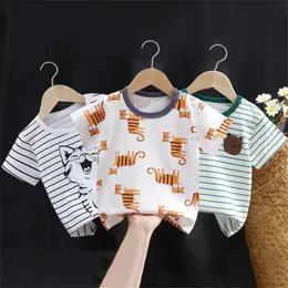 Summer Baby Tshirt Fashion Cartoon Tees Tees krótki rękaw Bawełniane chłopcy Tops Korean Casual Kids Ubrania na 07Y