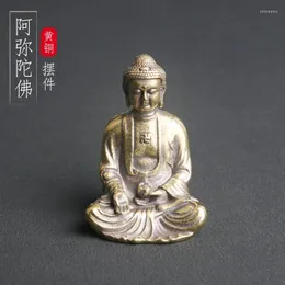 Brincos de colar Definir latão puro Amitabha Buddha estátua comprimido Zen Sentado Deidade Principal Adorado