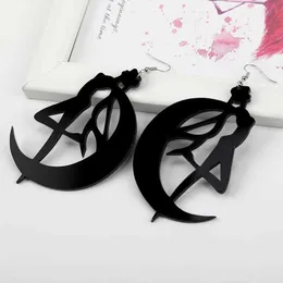 Other Sailor Moon Earrings Anime Dangle Sexy Large Hanging Unusual Black Pendants Modern Womens Drop Earrings 2022 Designer Jewelry 240419