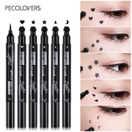 Eyeliner 2 In 1 Eyeliner Pen Yıldız Ay Damgası Uzun Su Geçirmez Siyah Sıvı Göz Astar Kalem Gözleri Makyaj Kozmetik
