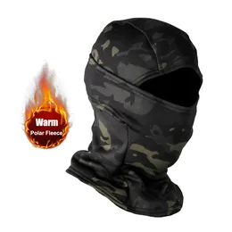 Winter Fleece Full Face Hat Tactical Camouflage Balaclava Head Gear Sports Hat Håll varm jakt cykel cykel armé multicam 240419