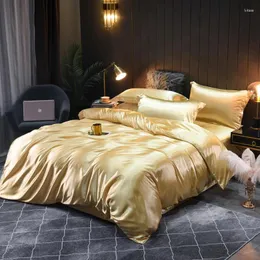 Bedding Sets High-Quality Satin Set Solid Color Silky Smoothness Quilt Cover Single Double Twin King Size Duvet