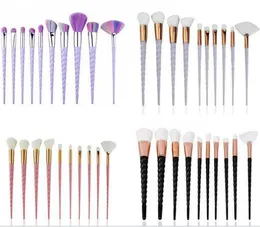 10pcs Unicorn Spiral Makeup Brush Fan Rainbow Professional Brushes 4 Cores Foundation Powle Shadow Shadow Colorful Brush Drop Shipp7238824