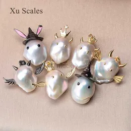 Pendant Necklaces Handmade DIY White Swan Small Monster Accessories Natural Freshwater Baroque Shaped Pearl Pendant S925 Sterling Silver Necklace 240419