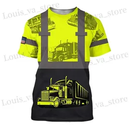 القمصان للرجال سائق الشاحنة سائق البضائع الصيفية tirts t for men 3d print fashion new slve slve t-shirt t-shirt ropa hombre camiseta work t240419