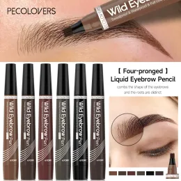 Machine 4 Points Eyebrow Pen 6 Colors Liquid Brow Pencil Dark Brown Microblading Eyebrow Pencil Waterproof Eyebrow Tattoo Pen Cosmetic