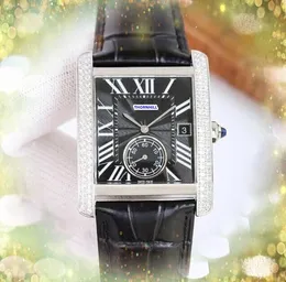 Iced Out Hip Hop Two Line Diamonds Watch Watch 34 -мм роскошные модные мужчины блестящие звездные квадратные римские танки Cool Quartz Battery One Eyes Designer Brisewatch браслет