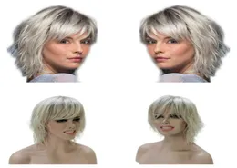 Women039S Kurzperücken wie menschliches Haar synthetisches hamatresistantes natürliches silbergraues Elf Halloween Alltag Faserspitze Wig72585187121969