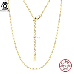 Pendant Necklaces ORSA JEWELS 14K Gold Plated 925 Sterling Silver 1.8x4.2mm Paperclip Chain Necklace Dainty Womens Basic Neck Chain Jewelry SC64 240419