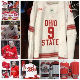 Niestandardowy zszyty Ohio State Buckeyes Hockey Jersey 2 James Marooney 3 Cole Mcward 4 John Larkin Tyler Duke Mason Lohrei Evan McIntyre Scooter Brickey Jersey