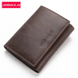 Carteiras Jinbaolai RFID Genuíno Couro de Vaca Homens Cartão Cartão Dinheiro Classic Classic Classic Brand High Brand Male Purse for Male