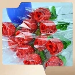 Dekorativa blommor Rose Artificial Simulated Silk Flower Valentine's Day Gift With Opp Bag Packaging