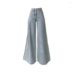 Kadınlar Kot 2024 Kız Bell Bottoms Uzun Pantolon Kadınlar İçin Geniş Bacak Tasarımı Yıkama Gevşek Düğme