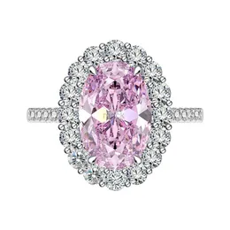 Anéis de casamento Novos designs de alto carbono diamante oval eternity jóias de engajamento de jóias royal puro cz 8a prata s925 anéis de casamento 240419