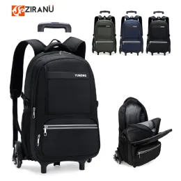 Bags Ziranyu Rolling Schoolbackpack on Sixwheels Wheeled Bookbag for Primary Middle School Boys School Trolley Bag Rolling Lage