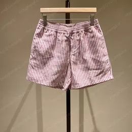 Designer Men Shorts loro piano Pink Striped Pure Linen Beach Pants Womens Shorts Piana