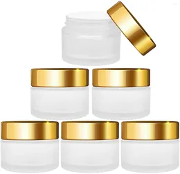 Garrafas de armazenamento 6pcs Creme de vidro Jarros 30ml Fosco transparente Cosmético Recipiente Cosmético para Fundação para a Face de Eye Loção de Pó solto