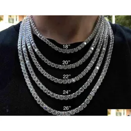 펜던트 목걸이 공장 VVS Moissanite Diamond 925 Sterling Sier Hip Hop Druzy Jewelry Cuban Link Chain M Ick Out 클러스터 테니스 OTI9D