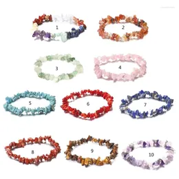 Braccialetti di collegamento E0BF gemme naturali pietre naturali per tallone chakras cristallo chip pietra tosa di ghiaia per la meditazione yoga protezioni di preghiera