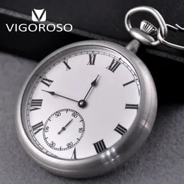 VIGOROSO Water Resistance Full Steel Imperial Pocket Watch Mechanical Wind up Vintage Antique Clock Honed Stainless Original Box 240416