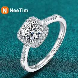 Eheringe Neetim 1CT Moissanite Verlobungsring für Frauen 100% S925 Sterling Silber mit Weißgold Diamond Versprechen Ehering 240419