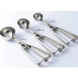 2024 New Kitchen Ice Cream Mash Potato Scoop Stainless Steel Spoon Spring Handle Kitchen Accessories Wholesale 3 Size for Choose for