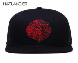 Hatlanderoriginal Black Baseball Caps for Boys Girls Summer Sun Hats Embrodery Lion Mesh Snapbacks Hip Hop Bone Trucker Hat 2011444559
