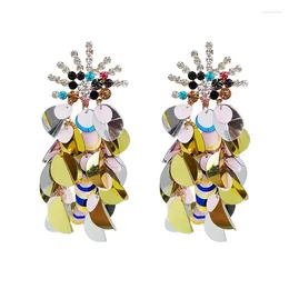 Stud Earrings Rongho Metal Paillete Tassel For Women Multi Color Crystal Statement Earring Femme Brincos Long Pendant