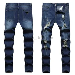 Designerjeans Herren Jeans Frauen gestapelt lange Hosen Rippte High Street Jeans Retro -Lackierfleck Patch Loch Denim Streetwear Feet Micro Elastic Hosen