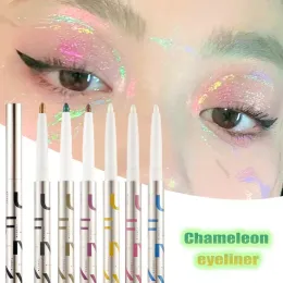 Eyeliner glänsande kameleon eyeliner gel blyertsgrön guld lila krom glitter markera ögon skugga silke morm penna vattentät skönhet makeup