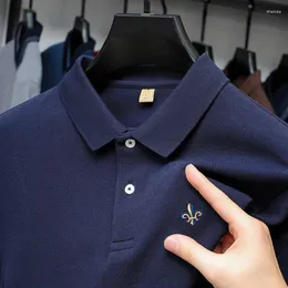 Мужская бренда Polos High End Exquisite Embroid Хлопковая рубашка Polo Polo Spring с длинными рукавами корейская лацкана модная мягкая одежда