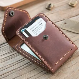 Portafogli vintag fatti a mano Crazy Horse Genuine Ciglia in pelle Horder Men Card ID Holder Leather Buiness Card Portafoglio Patente Porta della patente