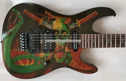 I Stock George Lynch Skulls Snakes Electric Guitar Special Neck Plate, Floyd Rose Tremolo Bridge, Black Hardware, Skull Swords Inlay, Rosewood Fingerboard