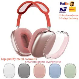 För AirPods Max Bluetooth-hörlurar Tillbehör AirPod Trådlös hörlur Toppkvalitet Metall Earmuffs AirpodSpro Max Earbuds Silicone Anti-Drop Protective Case