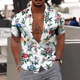 القمصان غير الرسمية للرجال 2023 القمصان الزهرية للرجال 3D طباعة رجال هاواي زهرة قميص شاطئ قصير slve الأزياء 5xl Tops tirt رجل بلوزة Camisa T240419