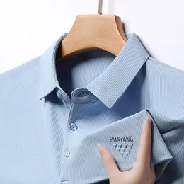 Luxusmarke Herren Polo-Hemd Sommer Lappel Ice Seide Kurzarmdrucken Traaceless T-Shirt Korean Street Trend Herren CEMEM 240415